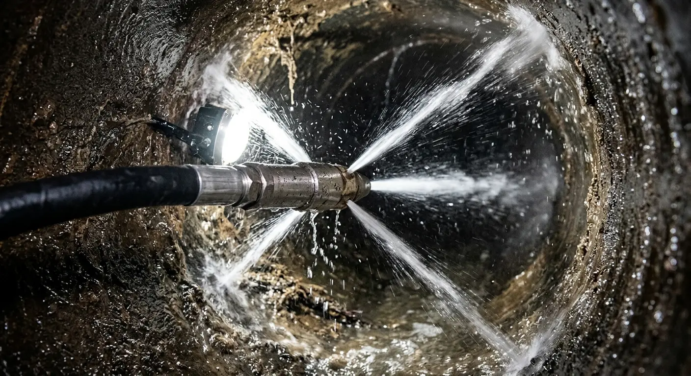 High-pressure hydro jetting nozzle cleaning sewer pipe for Storm Drain Cleaning in Fountain Hills
